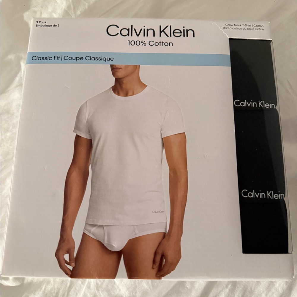 Calvin Klein Cotton Black Crewneck classic fit 3 Pack NWT